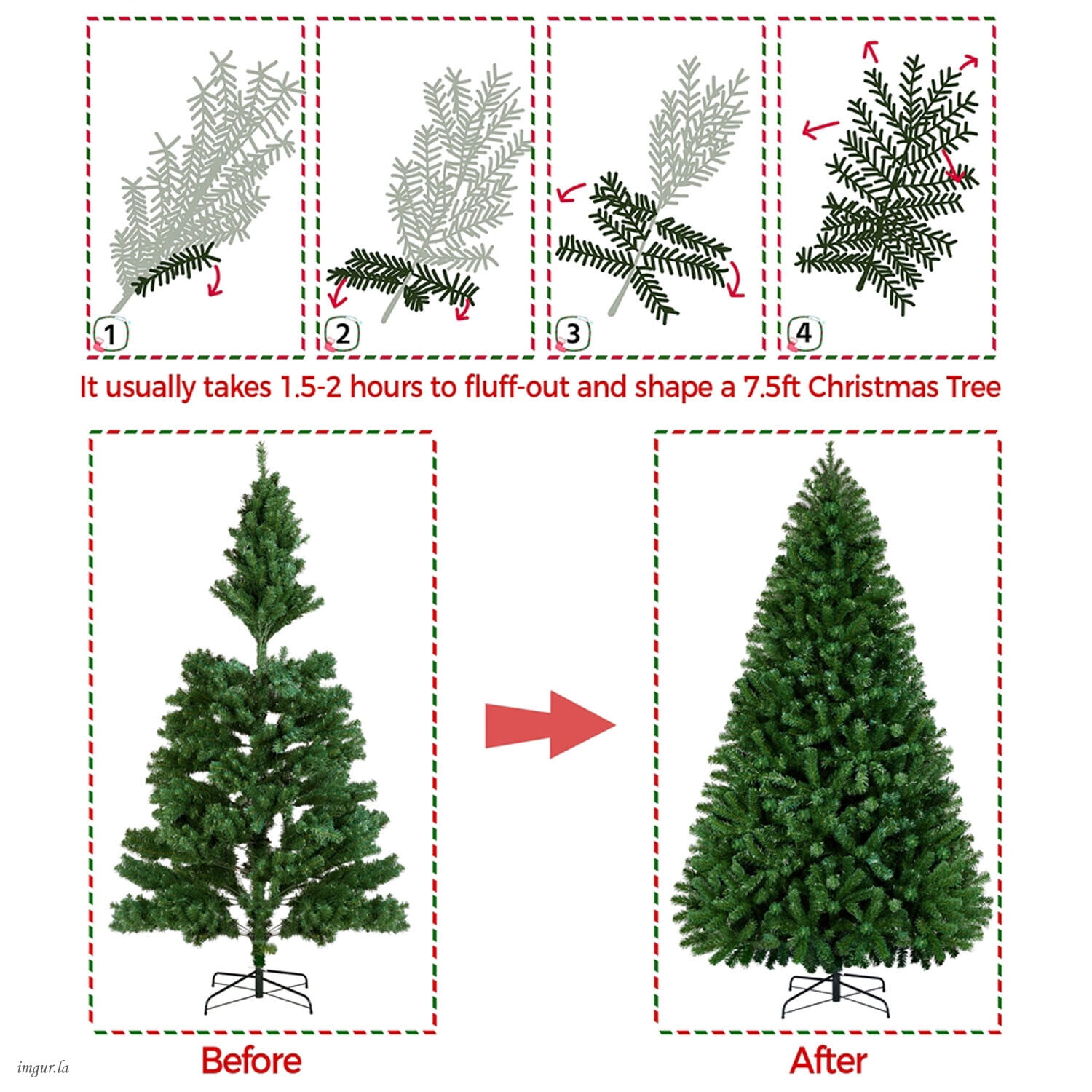 Alden Design 7.5FT Pre-lit Artificial Christmas Tree with Foldable Stand and Multicolored LED Lights, Green