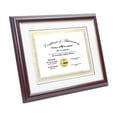 thumbnail image 2 of CreativePF [11x14-Diploma] Mahogany Frame with Gold Rim, White Matting Holds 11x14-inch Documents with Glass and installed Wall Hanger, 2 of 2