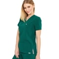 thumbnail image 4 of Mediclo Women's Medical Scrub Top - Sal Essential Eco Friendly Sustainable FYSEL Fabric V-Neck Chest Pocket Shirt Workwear Hunter Green FT3085RHGR04 S, 4 of 7