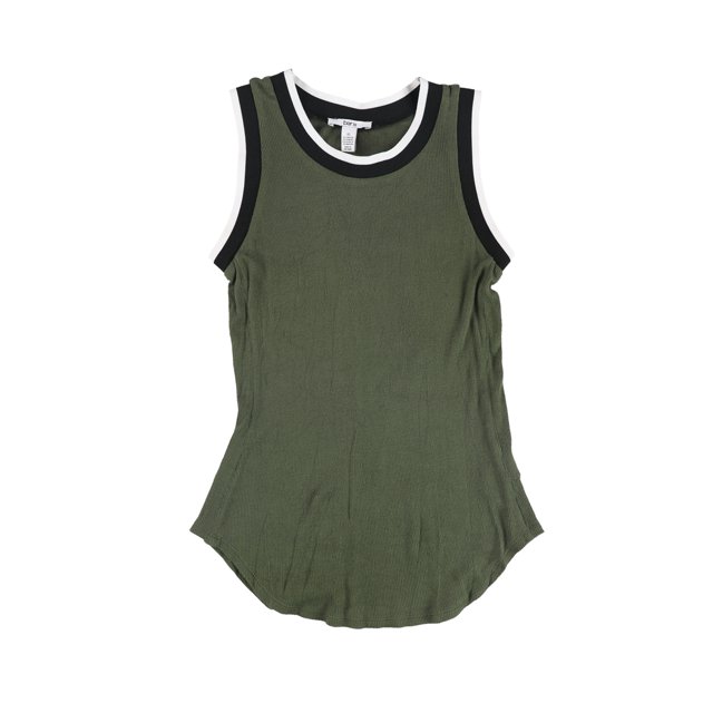 bar III Camiseta sin mangas a rayas para mujer, verde, grande