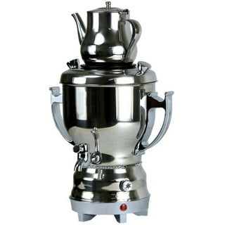 Electric Samovar Russian Persian Turkish Tea Maker Water Kettle Glass  Teapot 5+1=6 Liter 110V 1100w Auto Shut Off, Keep Warm Black