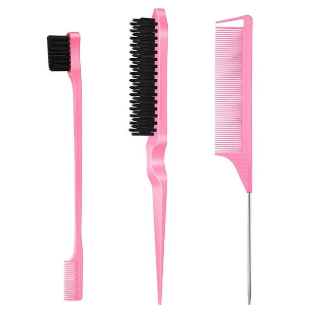 Cepillo para cabello 3 piezas peine de cola de rata control de bordes cepillo de cerdas accesorios para niñas niños y bebés
