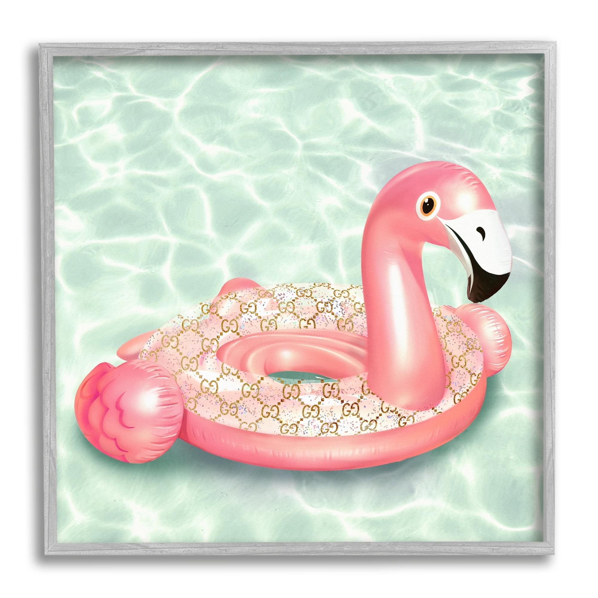 Stupell Industries Summer Pool Float Glam Pattern Fashion Emblem Graphic Art Gray Framed Art Print Wall Art, Design by Ziwei Li