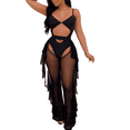thumbnail image 1 of Women Beach Mesh Ruffles Sheer Wide Leg Pants Bikini Cover Up 4 Colors, 1 of 4