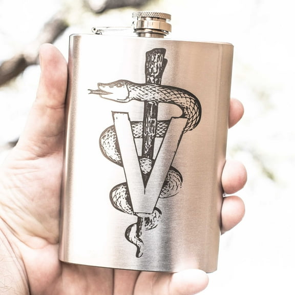 8oz Veterinarian Caduceus Flask L1