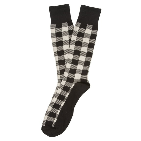 Finefit Cotton Comfort Checkerboard High Socks - Black/Grey Checkerboard - 10-13