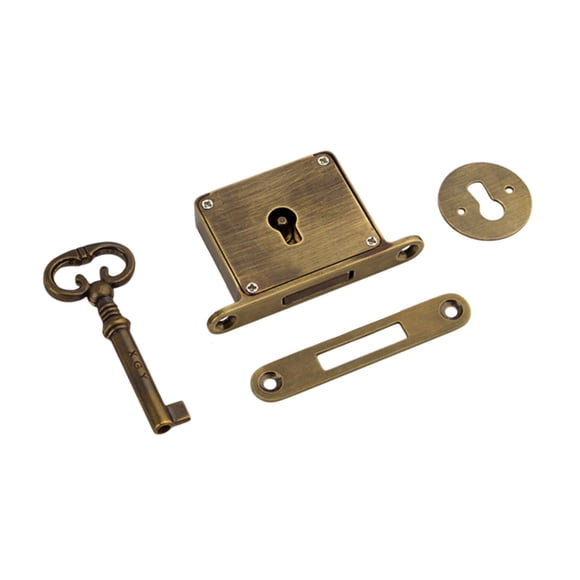 Cerradura de gabinete con llave, diseño Vintage, decoración, cerradura de cajón cuadrada, cerradura de puerta de gabinete de latón para armario, cajas Cerradura 6cmx3.5cmx1cm