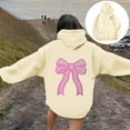 thumbnail image 2 of Yuanlong Womens Hoodies Oversized Pink Bow Graphic Long Sleeve Hooded Sweatshirts Spring Stylish Fashion Comfort Clothes, 2 of 7