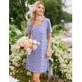 thumbnail image 5 of Ekouaer Nightgowns for Women Bamboo Viscose Night Gowns Short Sleeve Sleep Shirt Pleated V Neck House Dress Soft Night Shirts, 5 of 6