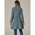 thumbnail image 3 of DARING DIVA Velvet A-Line Stand Collar Double Breasted Trench Coats S Cadet Gray, 3 of 6