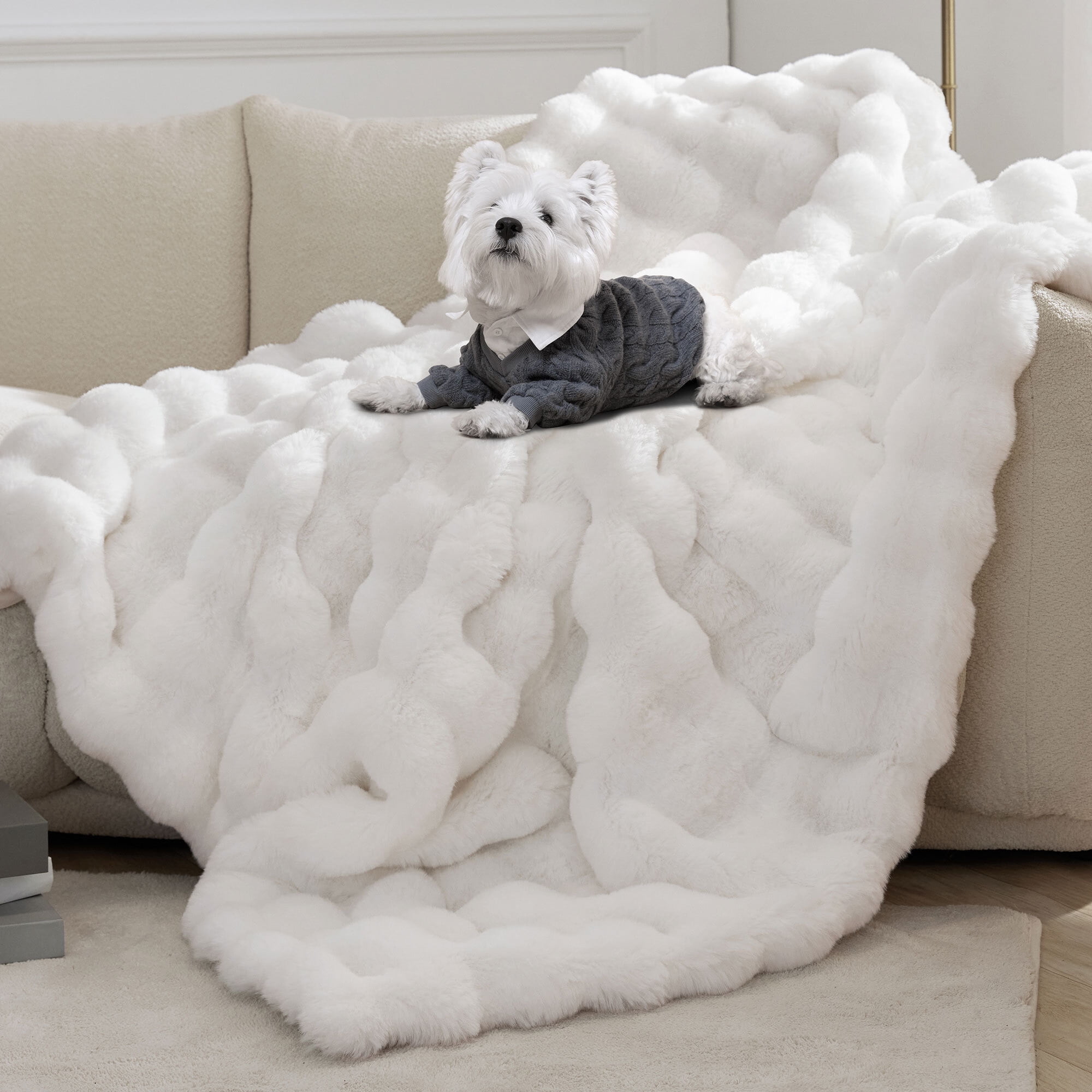 Patpat Throw Blanket for Couch Bed Fleece Flush Faux Fur Throw Blanket Back to School Room Decoration Gift 50" x 60"
