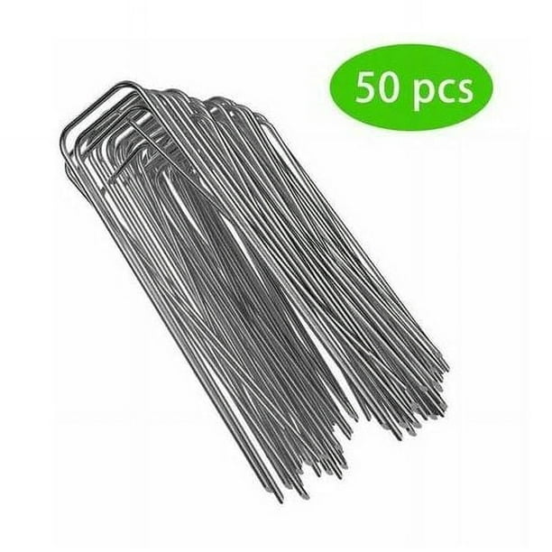 Grapas para jardín galvanizadas en caliente, grapas para jardinería para césped artificial, clavos, cercas fijas, fijación de carpas, diseño de acero inoxidable en forma de U para una fácil inserción