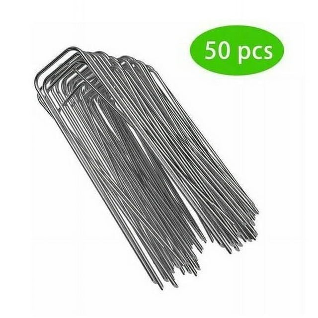 Grapas para jardín galvanizadas en caliente, grapas para jardinería para césped artificial, clavos, cercas fijas, fijación de carpas, diseño de acero inoxidable en forma de U para una fácil inserción