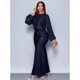 thumbnail image 6 of Navy Blue Sparkly Mermaid Hem Bodycon Maxi Dress For Evening Party Dating, 6 of 7