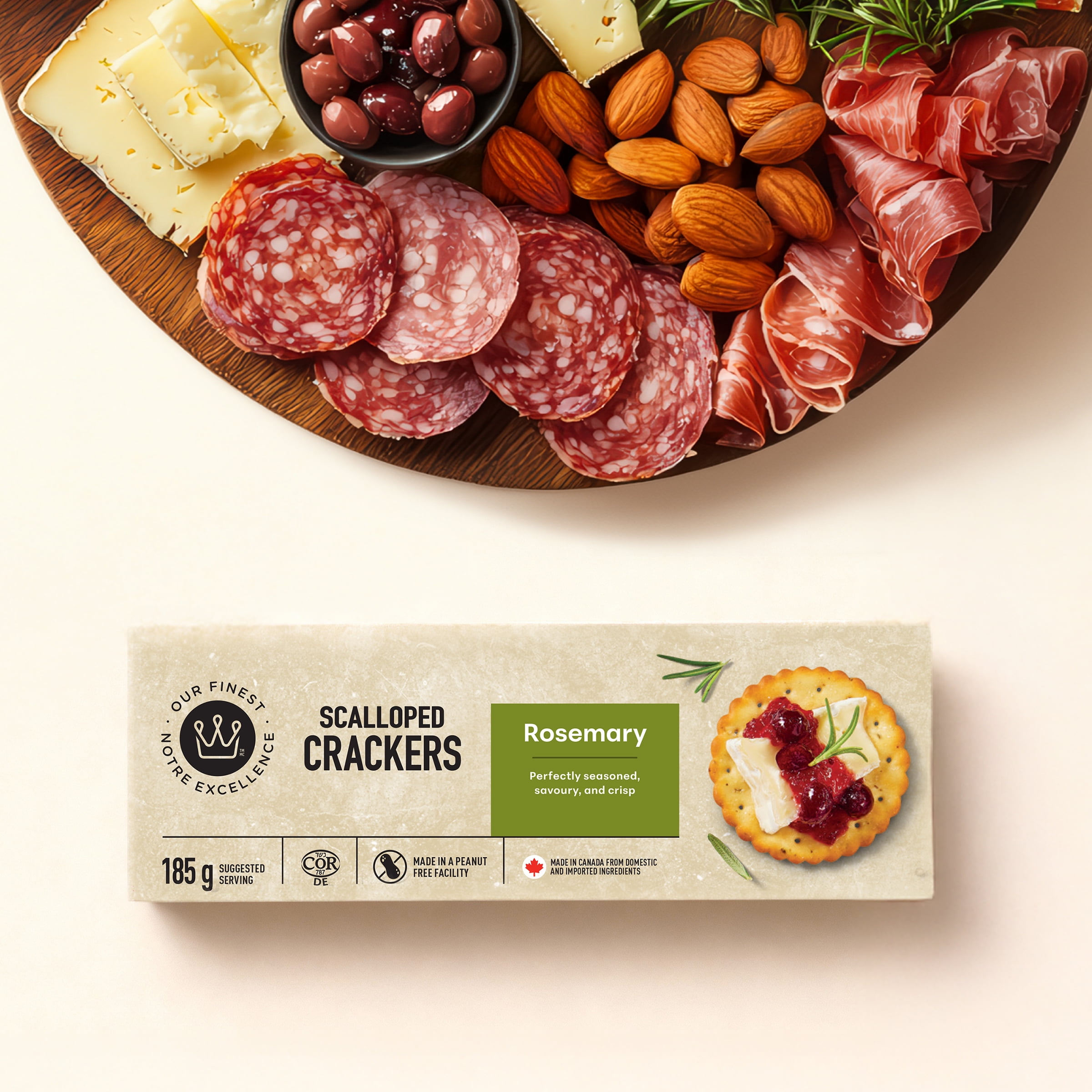 Our Finest Rosemary Scalloped Crackers, 185 g