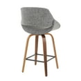 thumbnail image 4 of LumiSource Fabrico Mid-Century Modern Counter Stool Set (2) - Walnut &amp; Grey Fabric, Swivel, 21.5" Seat, Indoor, Kitchen, Bar. Comfortable, Stylish Design., 4 of 6