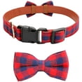 thumbnail image 2 of Plaid Bow Tie Dog Collar Unique Lock Buckle Soft Comfortable, Adjustable Comfy Bowtie for Small Medium Large Dogs Cats Pets Cute Bowtie Detachable, 2 of 6