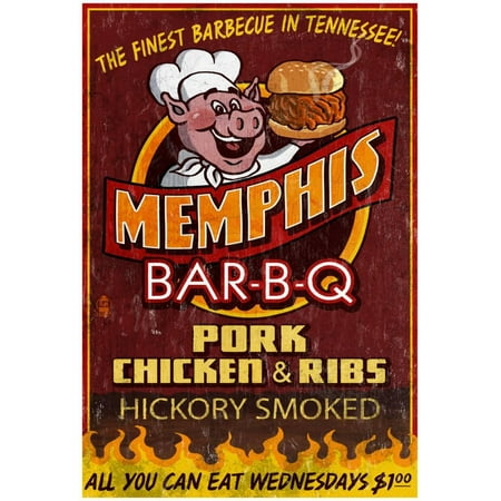 Memphis, Tennessee - Barbecue Poster - 13x19 (Best Bbq In Memphis)