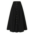 thumbnail image 3 of Women's Spring And Summer Casual Loose Solid Color A Line High Waist Skirt With Pocket Buttons Long Skirt with Slit Cute Skirts Two Piece Skirt Set Sheer Skirt Girls Christmas Skirt Pleated Skirt Full, 3 of 4