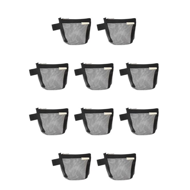Wosthever Bolsa de almacenamiento de malla de nailon transparente transpirable portátil Clips de papel Abrazaderas Organizador Oficina Bolsas Negro 10piezas