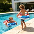 thumbnail image 7 of Inflatable USA Flag Pool Floats, 23.6 Inch Thickened Anti-Rollover Red White Blue Swim Rings, Patriotic Floaties for Pool, Lake, Beach & Summer Party, 7 of 7
