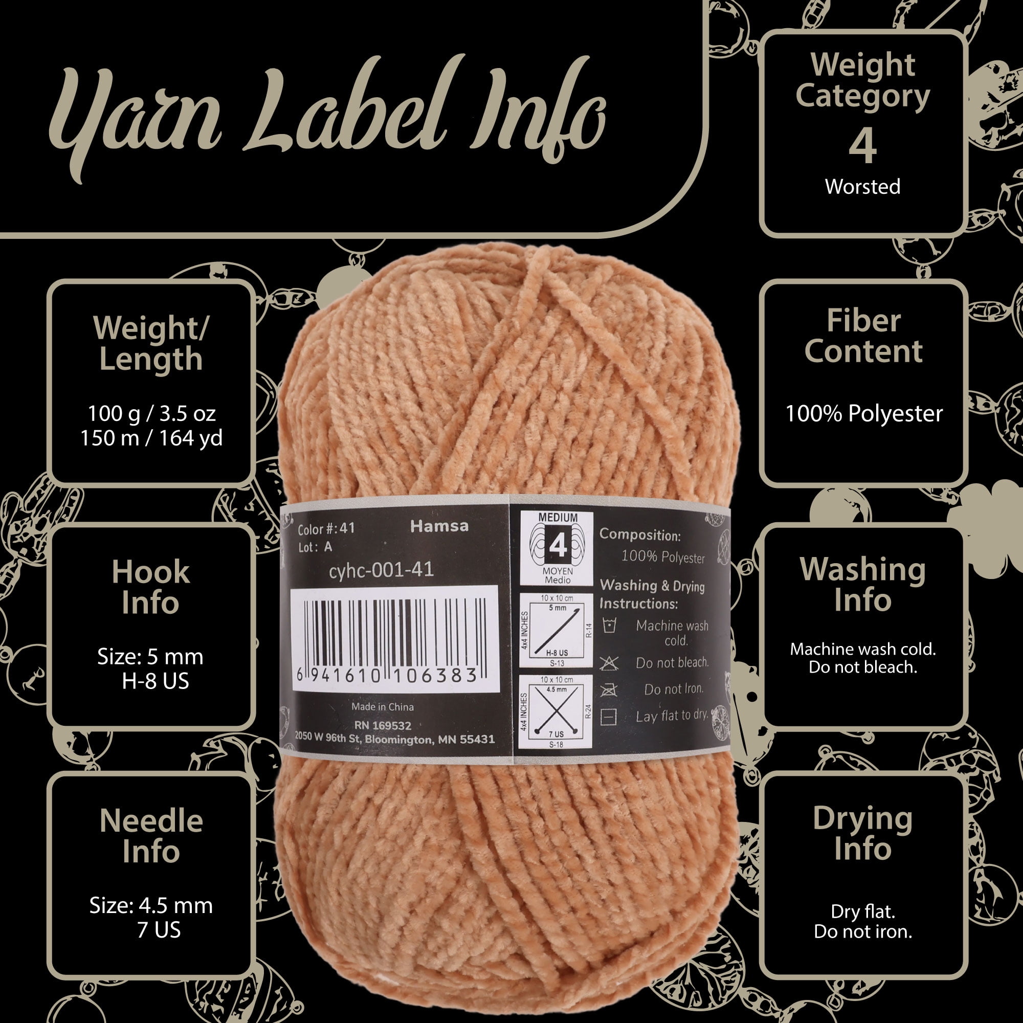 JubileeYarn Chenille Charms Yarn - 100g/Skein Worsted Polyester - Dreamcatcher - 2 Skeins