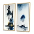 thumbnail image 3 of Designart "Blue Watercolor Tree by Rural Cottage II" Landscape Forest Framed Wall Art Set Of 2 - Country Blue Framed Canvas Set For Living Room Decor, 3 of 6