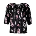 thumbnail image 4 of kaondbfi Summer Tops for Women Women's Loose Leisure Printed V-neck Elbow Sleeve T-shirt Tops Womens Essentials Fashion Clothing, 4 of 8