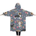 thumbnail image 2 of Oversized Wearable Blanket Hoodie,Border Collie Dog and Flower Florals Sherpa Blanket Hoodie with Super Pockets,Super Warm Fuzzy Pullover for Women & Men, 2 of 6