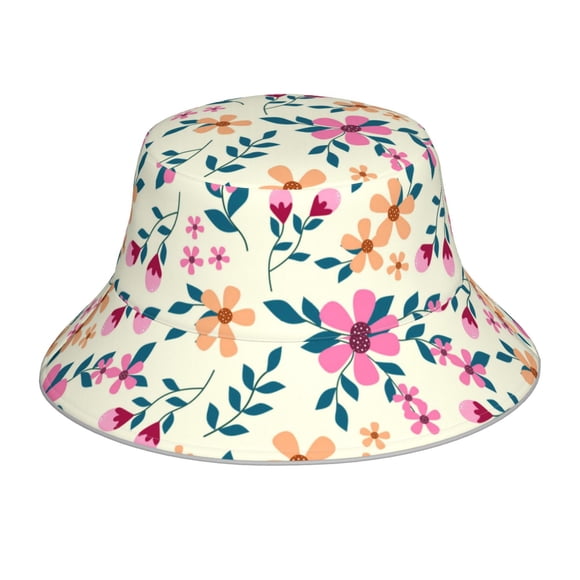 Cauagu Cute Flower for Unisex Bucket Hat,Outdoor Summer Beach Fishing Sun Hat Hot Summer Reflective Bucket Hat Fun Outdoor Vacation Hat for Men and Women