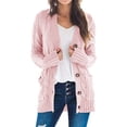 thumbnail image 1 of Jersey tipo cárdigan PRETTYGARDEN de punto trenzado rosa empolvado para mujer, 1 of 6