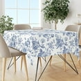thumbnail image 2 of Blue Floral Tablecloth Square Chinoiserie Flowers Fabric Table Cloth Washable Table Cover for Picnic Dinner Table Decoration, 60 x 60 Inch, 2 of 6