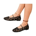 thumbnail image 3 of CHWshoes Square Toe Lace Ballet Crochet Flats Women Closed Toe Shoes Comfortable Dressy Walking Shoes，Black Size 36, 3 of 6