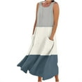 thumbnail image 1 of Vestido de Verano para las Mujeres sin Mangas Lino-Look Impreso Maxi, Suelto Fluido Y Vestido Sexy de Moda para las Mujeres, 1 of 5