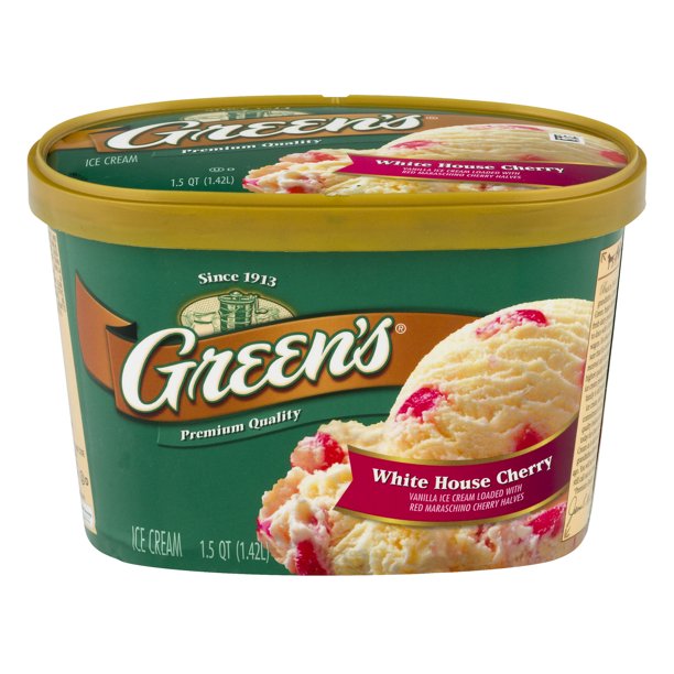 Greens White House Cherry Ice Cream 1.5 Qt Carton