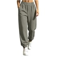 thumbnail image 3 of Inverlee Women's Elastic High Waist Jogger Sweatpants Cuffed Ankle Dual Side Pockets Loose Athletic Loungewear Pants Dark Gray (S-XXL), 3 of 8
