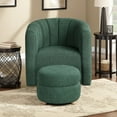 thumbnail image 6 of Noa Swivel Chair and Ottoman- Channel Tufted Curved- Sea Green Boucle, 6 of 6