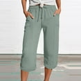 thumbnail image 5 of Womens Sweatpants with Pockets New Summer Capris for Women Casual Loose Comfy Trendy Elastic Waist Cropped Trouser Beach Clothes with Pockets Green XXL, 5 of 5