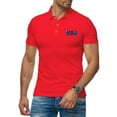thumbnail image 4 of Letter USA Pattern Men's Cotton Polo Shirt, 4 of 16
