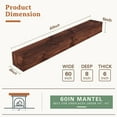 thumbnail image 2 of Fireplace Mantel, 60 Inches Hollow Wood Mantel with Invisible Heavy Duty Wood Bracket, Faux Fireplace Mantel for Over Fireplace, Rustic Floating Shelves for Wall, Brown, 2 of 14
