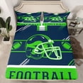 thumbnail image 2 of jejeloiu Rugby Game Queen Sheet Sets,Green Blue Helmet Bed Set For Football Gamer 4pcs, 2 of 7