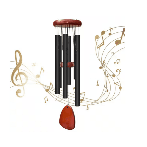 37 inch black aluminum outdoor wind chime tube, weather resistant garden and courtyard decoration, gift creativity for gardens, terraces, and porches