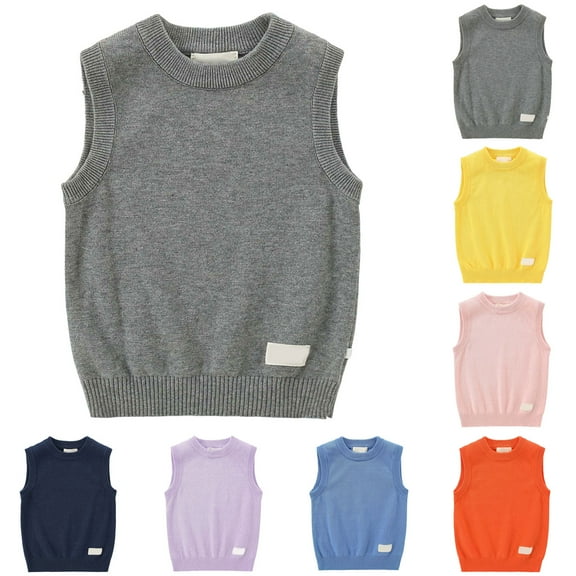 Chunky Sweater Toddler Kids Boys Girls Sleeveless Sweater V Neck Pullover Soft Stretchy Vest Stylish Comfortable Knitted Tops for Toddler Children