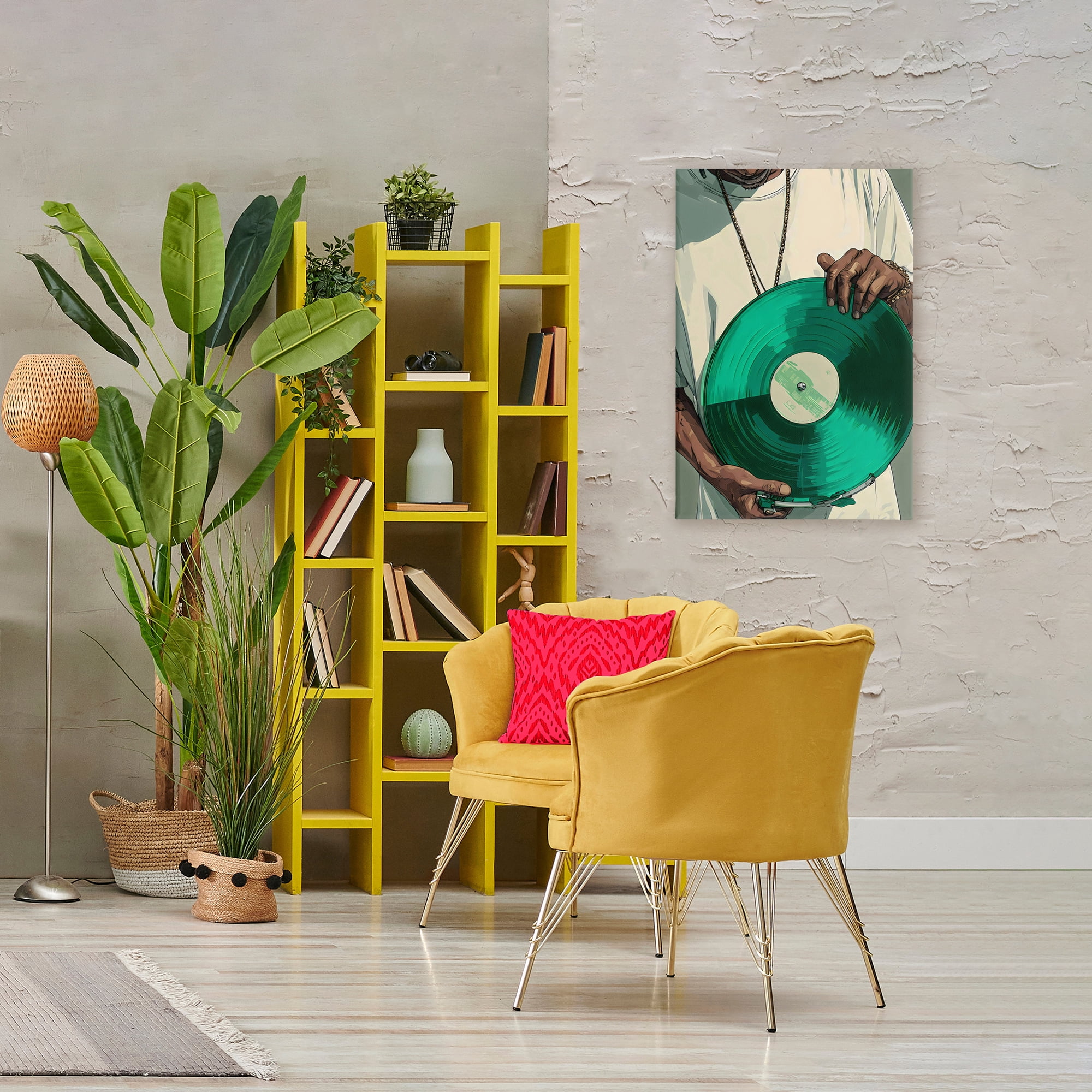 Stupell Industries Green Vinyl Record Portrait Canvas Wall Art, design by Franklyn Gregory