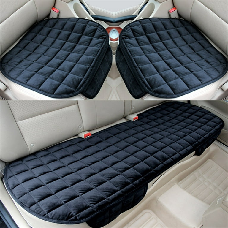 Enfourclass 1pc or 2pcs or 3pcs Plush Plaid Thicken Warm Car Seat Cushion Pad Car Seat Protector Car Front Rear Seat Covers for Car SUV Truck Car Accessories