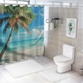 thumbnail image 7 of Orinice Palm Tree Beach Scene Bathroom Decor Set with Hooks, Colorful Luxurious Graphic Print Polyester Fabric Shower Curtain for Chic Modern Bathroom Decor 60x72, 7 of 7