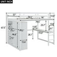 thumbnail image 5 of Harper & Bright Designs Full Size Loft Bed with Wardrobe and Desk, Wood Loft Bed Frame with Storage Shelves and Drawers for Adults, White, 5 of 15