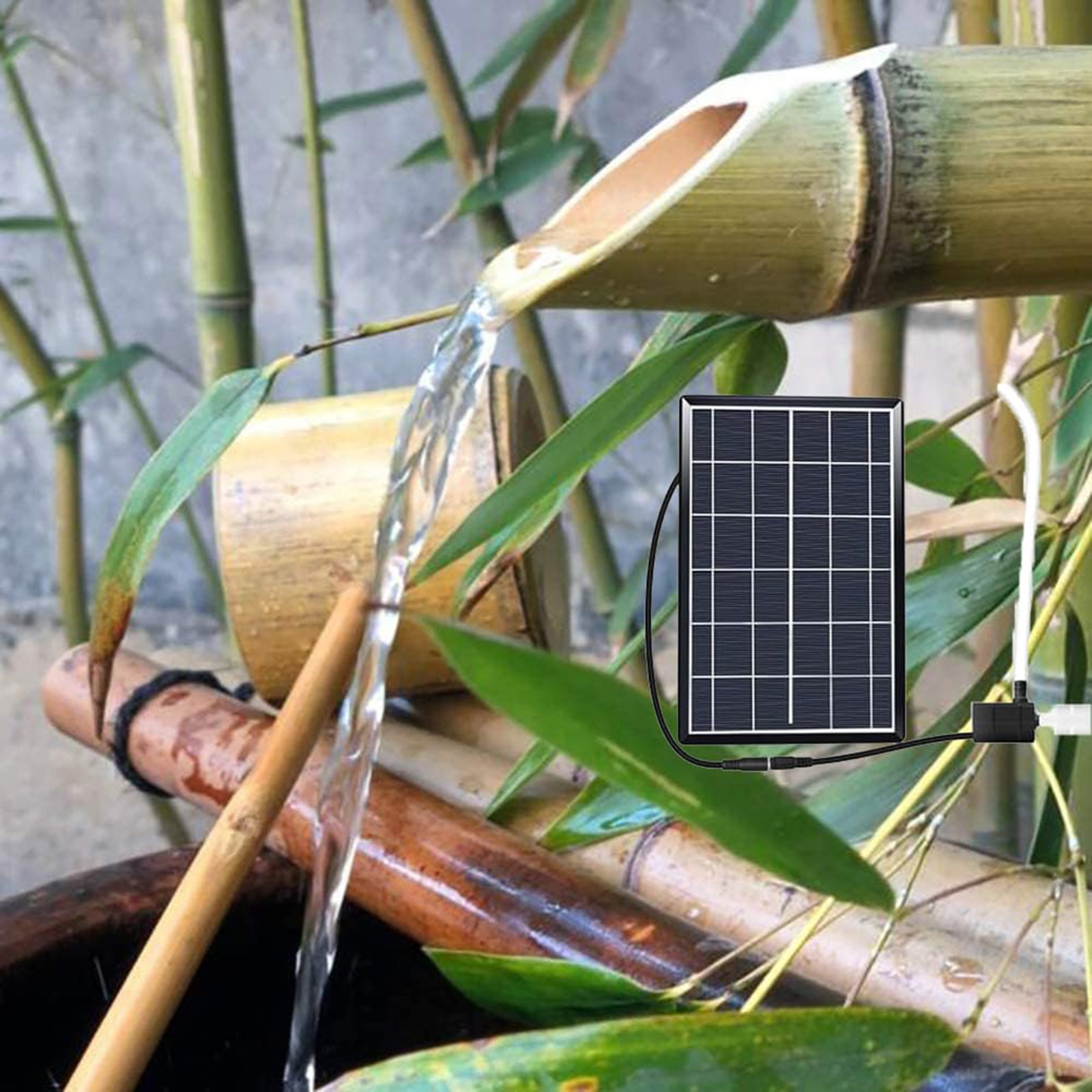 Outdoor bamboo fountain, water gaming, bamboo solar water fountain, zen garden fountain water bamboo water, water landscape Japanese garden decoration, 70cm