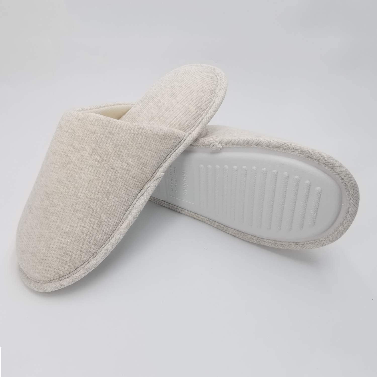 ofoot Womens Organic Cotton Non Slip House Slippers,Cozy Memory Foam Washable for Summer Bedroom,Rubber Sole