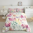 thumbnail image 2 of Kawaii Axolotl Comforter Set Full Size,Cartoon Axolotl Reptile Bedding Set,Cute Watercolor Flower Quilt Bed Set Floral Animal Down Comforter with 2 Pillowcases, 2 of 6